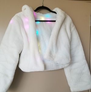 Light up, white fur jacket!
